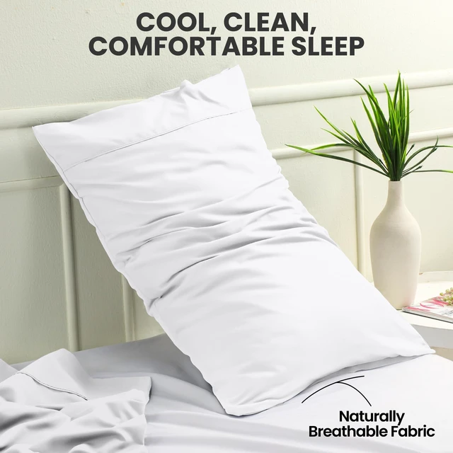 Alt view image 5 of 7 - Pillow Cases Queen Size Set of 4, Ultra Soft Comfy Pillow Covers, White | Comfortable Pillow Sham like Pillowcases with Envelope Closure, Breathable Fabric, Fade & Shrink Resistant, Machine Washable