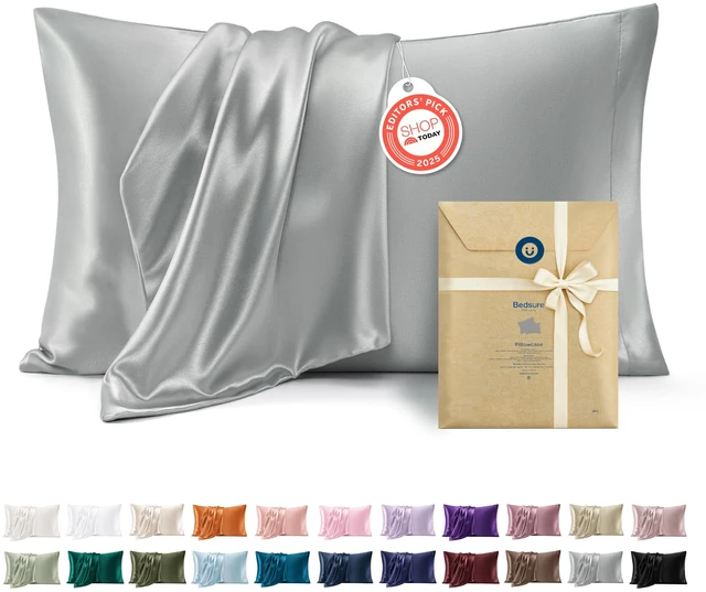 Main image of Satin Pillowcase, Similar to Silk Pillow Cases Queen Size Set of 2, Cooling Pillow Case Covers with Envelope Closure, Room Decor Gifts for Women Men, Silver Grey, 20x30 Inches, 2pcs