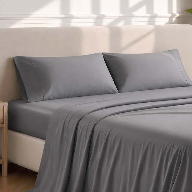 Alt view image 2 of 7 - Pillowcases Open End (Standard Set of 2, Grey) | 1800 Ultra-Soft, Double Brushed, Cooling, Breathable, All-Season, Easy Care