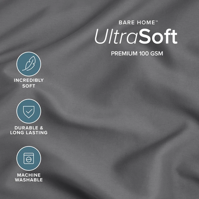Alt view image 4 of 7 - Pillowcases Open End (Standard Set of 2, Grey) | 1800 Ultra-Soft, Double Brushed, Cooling, Breathable, All-Season, Easy Care