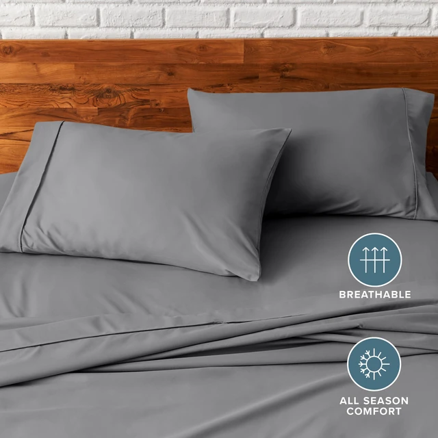 Alt view image 5 of 7 - Pillowcases Open End (Standard Set of 2, Grey) | 1800 Ultra-Soft, Double Brushed, Cooling, Breathable, All-Season, Easy Care