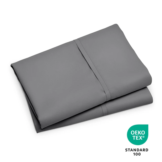 Alt view image 7 of 7 - Pillowcases Open End (Standard Set of 2, Grey) | 1800 Ultra-Soft, Double Brushed, Cooling, Breathable, All-Season, Easy Care