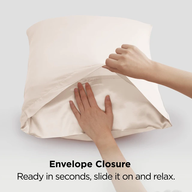 Alt view image 7 of 7 - Satin Pillowcases Queen Set of 2, Similar to Silk Pillow Case Beige | Reduces Hair Frizz & Skin Friction, Decorative Covers, Room Decor, Gifts for Women Men, Envelope Closure, Cooling, 20" x 30"