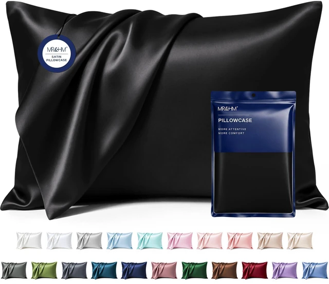 Main image of Satin Pillowcase 2 Pack, Queen Size 20"x30", Black | Similar to Silk Pillow cases, Gentle on Hair & Skin, Smooth Cooling Satin Pillow case with Envelope Closure, Room Decor Gift