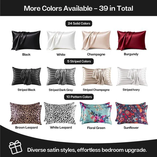Alt view image 7 of 7 - Satin Pillowcase 2 Pack, Queen Size 20"x30", Black | Similar to Silk Pillow cases, Gentle on Hair & Skin, Smooth Cooling Satin Pillow case with Envelope Closure, Room Decor Gift