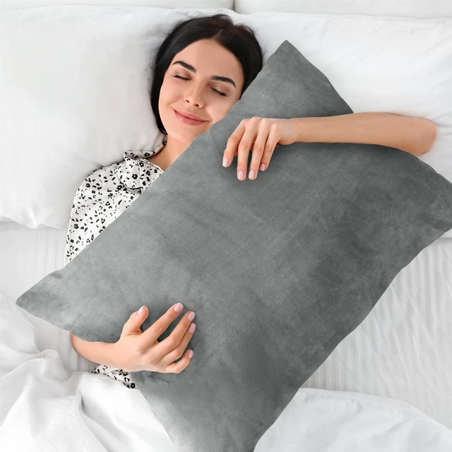 Alt view image 5 of 7 - Flannel Pillowcases Standard Set of 2, Gray, 20x26 Inches | Super Cozy Fuzzy Velvet Pillow Shams with Zipper Closure, Soft Fleece Pillowcases for Bedroom, Sofa, Couch, All-Season Use