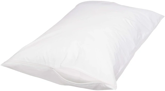 Main image of Queen Pillow Protector with Zipper, 100% Cotton Hypoallergenic, Machine Washable, White, 31 x 21 Inches, Pillows Not Included
