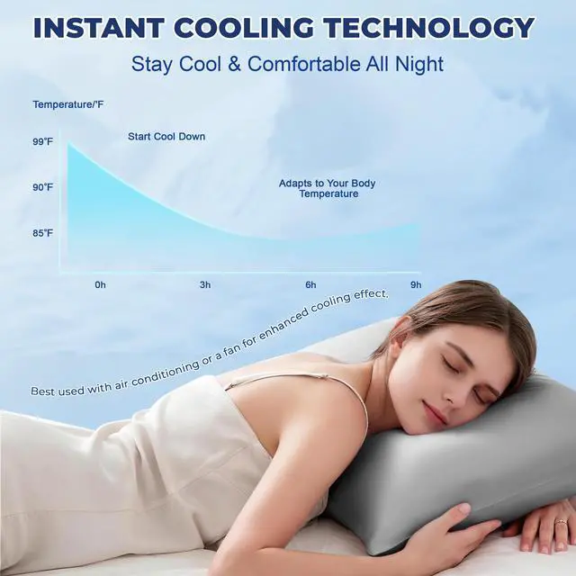 Alt view image 2 of 7 - Cooling Pillow Case Standard Size Pillow Cover with Zipper for Hot Sleepers Breathable & Gentle on Skin, All-Night Comfort (Dark Grey, 1Pcs)