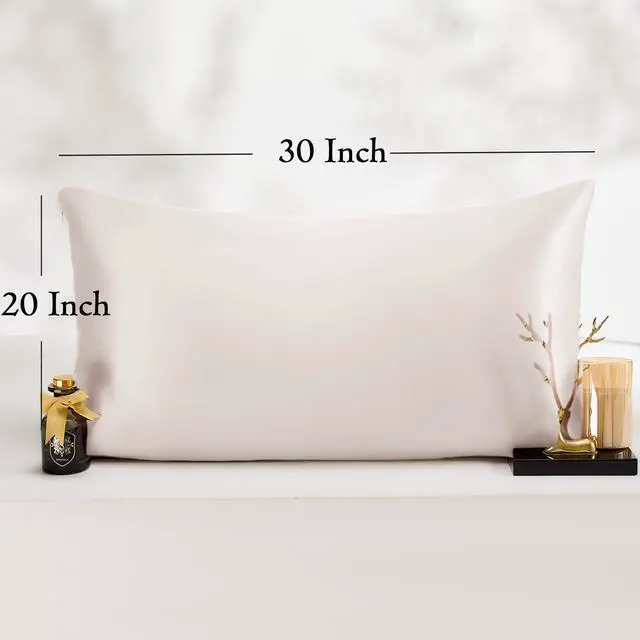 Alt view image 6 of 7 - Queen Satin Pillowcase for Hair 2pc,Similar to Silk Pillow Cases,Easier Care Than Silk Pillowcase,Gifts for Women Men,Beige,20x30 & Envelope Closure and 2 Satin Scrunchies