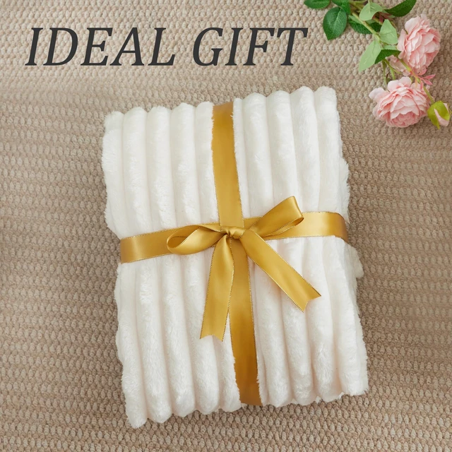 Alt view image 3 of 7 - Ribbed Fleece Throw Blanket for Couch, Cream, 50"x60" | Ultra-Soft Plush Fleece, Cozy, Warm Yet Lightweight, Ribbed Texture, Home Decor, Machine Washable, Giftable, All-Season Use