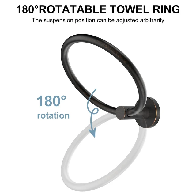 Alt view image 3 of 7 - Towel Holder for Bathroom Wall Oil Rubbed Bronze Towel Ring | Stainless Steel Hand Towel Holder Heavy Duty Screw-in Towel Hanger for Bathrooms