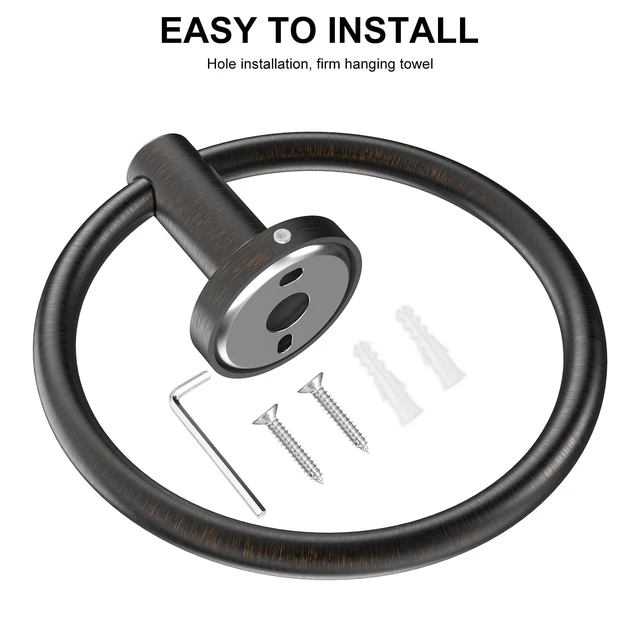 Alt view image 4 of 7 - Towel Holder for Bathroom Wall Oil Rubbed Bronze Towel Ring | Stainless Steel Hand Towel Holder Heavy Duty Screw-in Towel Hanger for Bathrooms