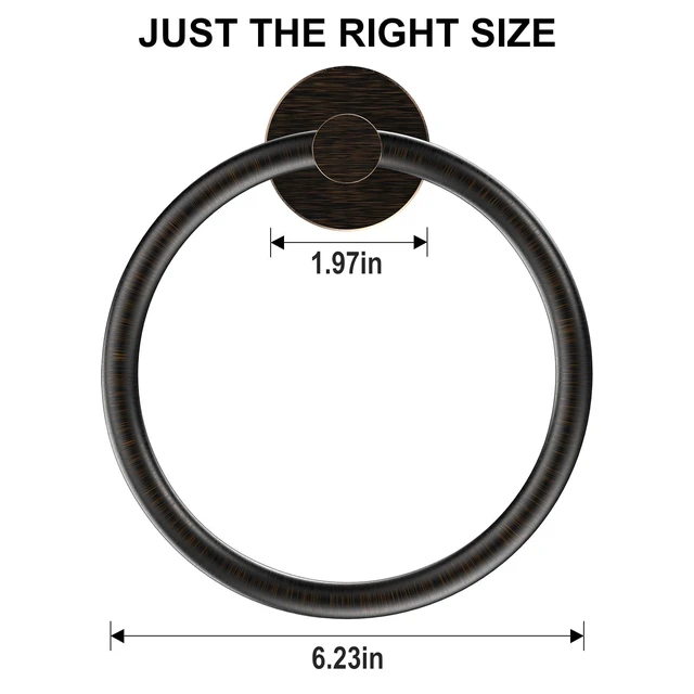 Alt view image 5 of 7 - Towel Holder for Bathroom Wall Oil Rubbed Bronze Towel Ring | Stainless Steel Hand Towel Holder Heavy Duty Screw-in Towel Hanger for Bathrooms