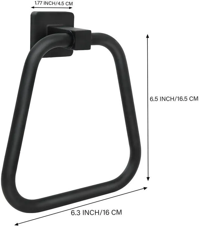 Alt view image 4 of 6 - Towel Holder for Bathroom Wall Matte Black Towel Ring Stainless Steel Hand Towel Holder Heavy Duty Towel Hanger for Bath, Kitchen (Black)