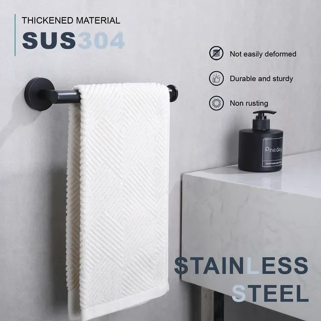 Alt view image 4 of 7 - Hand Towel Holder Towel Ring, Premium Stainless Steel Hand Towel Bar Heavy Duty Wall Mounted Modern Bath Accessories, 9 Inch Towel Rack for Bathroom Kitchen, Matte Black