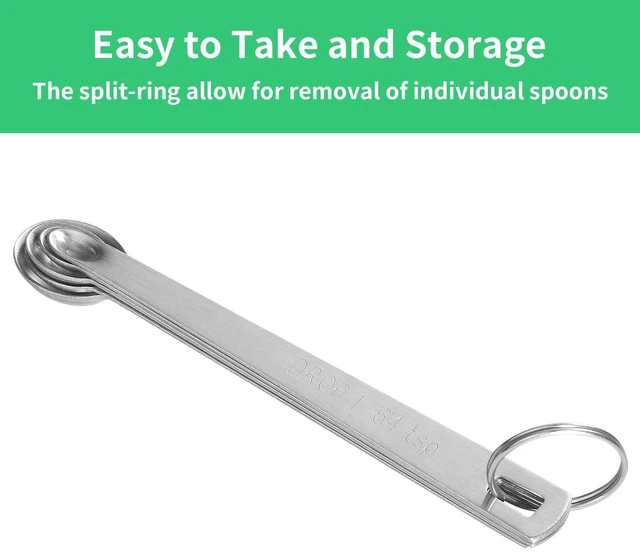 Alt view image 5 of 7 - Cuttte 5PCS Small Measuring Spoons Set Teaspoon 1/4 1/8 1/16 1/32 1/64 tsp | Stainless Steel Tiny Measuring Spoons for Cooking Baking, Mini Teaspoons for Small Amount of Powders, Spices, Dry Ingredien