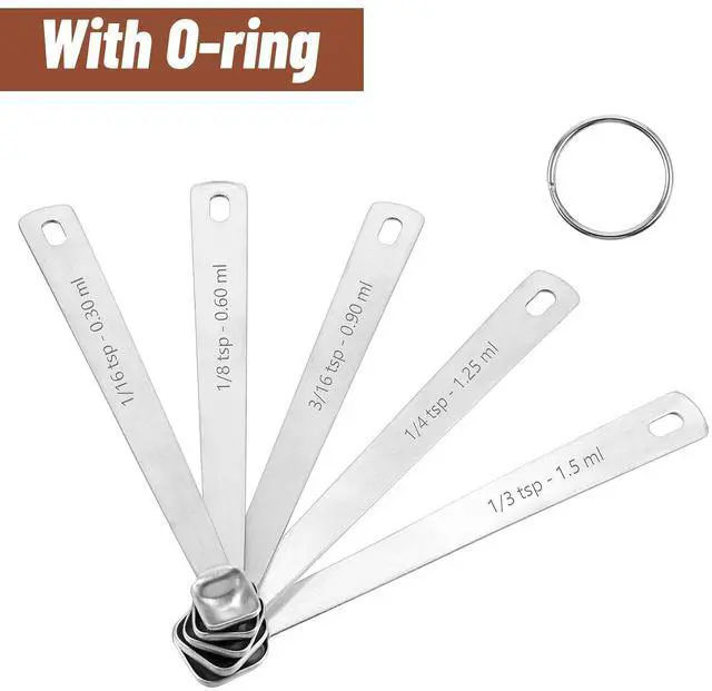 Alt view image 2 of 7 - 5PcsTeaspoon Measuring Spoons, 1/3, 1/4, 1/8, 1/16, 3/16 tsp, Mini Measuring Spoon, Square Bowl Measure Spoon Set, Small Stainless Steel Teaspoon for Measure Small Amount of Dry & Liquid Ingredients