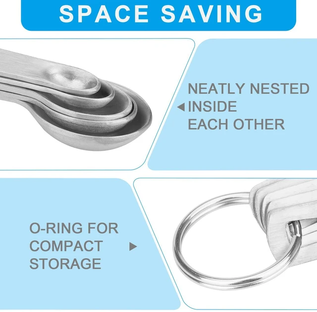 Alt view image 3 of 7 - 5pcs Mini Measuring Spoon Set, Heavy Duty Stainless Steel | Cooking Baking, Tablespoon Teaspoon for Dry or Liquid Ingredients, Fits in Spice Jar, 1/64 1/32 1/16 1/8 1/4 tsp