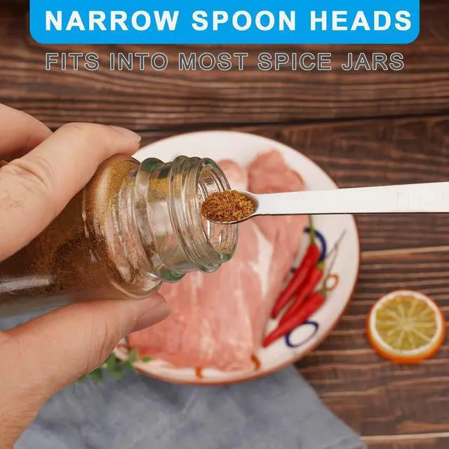 Alt view image 5 of 7 - 5pcs Mini Measuring Spoon Set, Heavy Duty Stainless Steel | Cooking Baking, Tablespoon Teaspoon for Dry or Liquid Ingredients, Fits in Spice Jar, 1/64 1/32 1/16 1/8 1/4 tsp