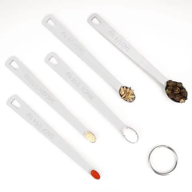 Alt view image 7 of 7 - 5pcs Mini Measuring Spoon Set, Heavy Duty Stainless Steel | Cooking Baking, Tablespoon Teaspoon for Dry or Liquid Ingredients, Fits in Spice Jar, 1/64 1/32 1/16 1/8 1/4 tsp