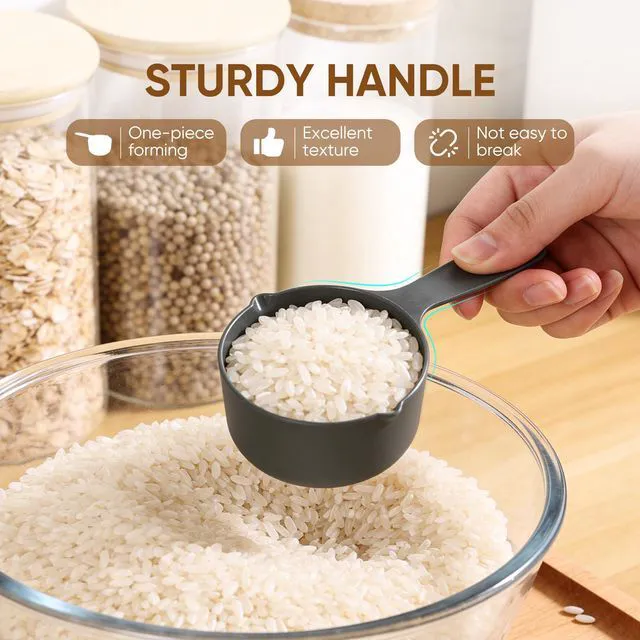 Alt view image 3 of 6 - Measuring Cups and Spoons Set of 10 pcs, Nesting Measuring Set with Spout for Dry and Liquid Ingredient (Gray)