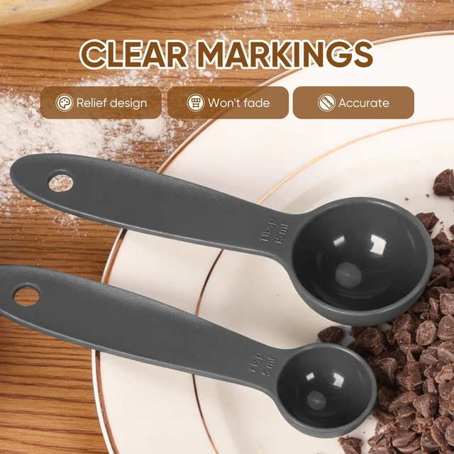 Alt view image 6 of 6 - Measuring Cups and Spoons Set of 10 pcs, Nesting Measuring Set with Spout for Dry and Liquid Ingredient (Gray)
