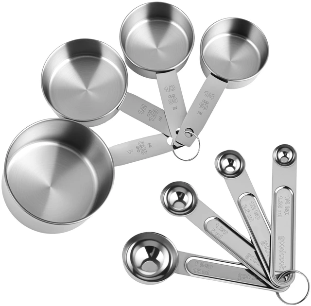 Alt view image 4 of 7 - Measuring Cups and Spoons Set, 8 Piece | Nesting design for compact storage, includes 4 cups + 4 spoons, for cooking and baking