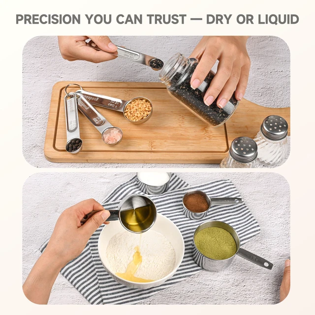 Alt view image 3 of 7 - Measuring Cups and Spoons Set, 8 Piece | Nesting design for compact storage, includes 4 cups + 4 spoons, for cooking and baking