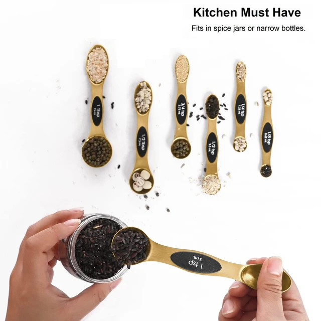 Alt view image 6 of 7 - Magnetic Measuring Spoons Set Stainless Steel with Leveler, Stackable Metal Tablespoon Measure Spoon for Baking, Measuring Cups and Spoon Set Kitchen Gadgets Apartment Essentials Fits in Spice Jars