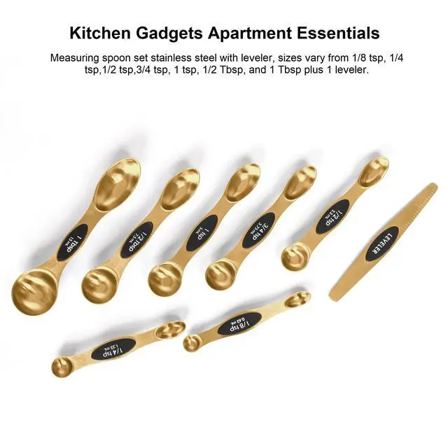 Alt view image 7 of 7 - Magnetic Measuring Spoons Set Stainless Steel with Leveler, Stackable Metal Tablespoon Measure Spoon for Baking, Measuring Cups and Spoon Set Kitchen Gadgets Apartment Essentials Fits in Spice Jars