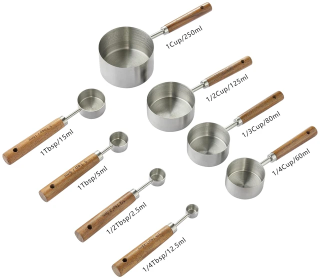 Alt view image 2 of 7 - Stainless Steel Metal Measuring Cups and Spoons Set, 8 Pack