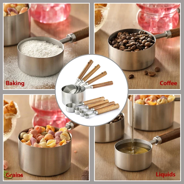 Alt view image 4 of 7 - Stainless Steel Metal Measuring Cups and Spoons Set, 8 Pack