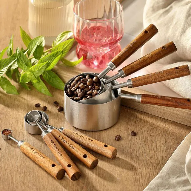 Alt view image 5 of 7 - Stainless Steel Metal Measuring Cups and Spoons Set, 8 Pack
