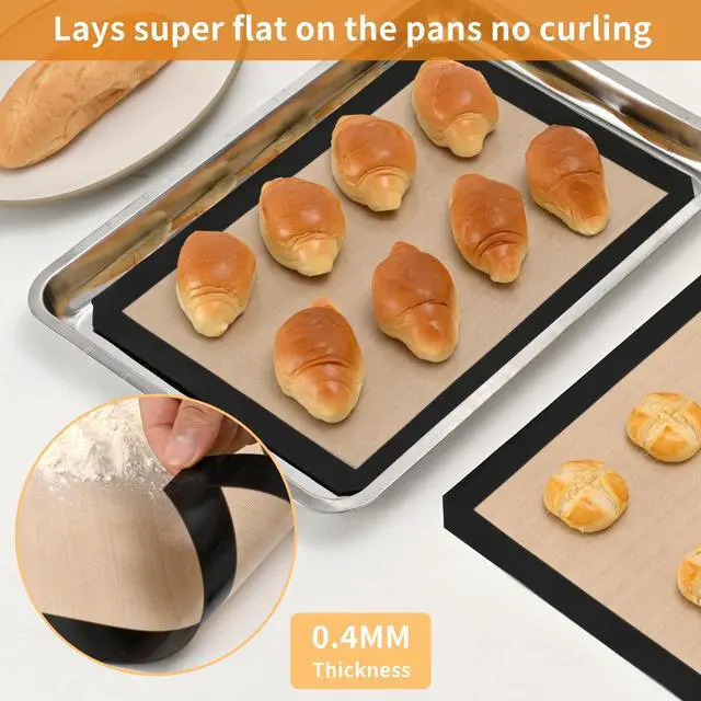 Alt view image 3 of 7 - 2-Pack Silicone Baking Mats Non-Stick Reusable Oven Liners for Half Sheet Pans (16.54" x 11.62"), BPA-Free Silicone, Easy to Clean, for Cookies, Roasted Veggies, Pizza & More