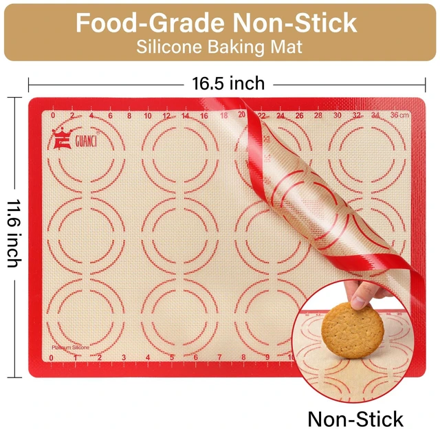 Alt view image 2 of 7 - 2 Pack Silicone Baking Mats, 11.6" x 16.5" Each, 0.7mm Thick, Food Grade Non-Stick Reusable Baking Mats & Baking Sheet Liners for Cookies, Macarons, Bread, Pizza & Pastry