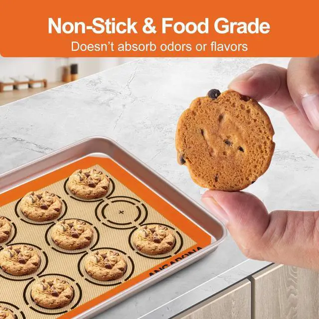 Alt view image 3 of 6 - Silicone Baking Mat Sheets Set, Easy Clean &Non-Stick Food Grade Reusable Baking Mat, 2 Half Sheet Cookie Baking Mats Silicone for Oven, Make Macarons, Cookies and Pastry Mat