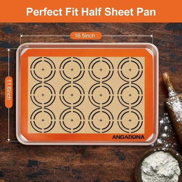 Alt view image 4 of 6 - Silicone Baking Mat Sheets Set, Easy Clean &Non-Stick Food Grade Reusable Baking Mat, 2 Half Sheet Cookie Baking Mats Silicone for Oven, Make Macarons, Cookies and Pastry Mat