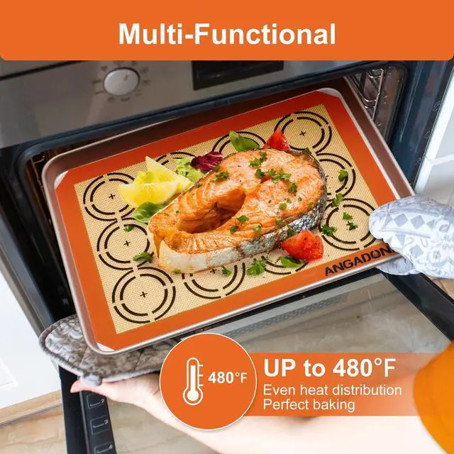 Alt view image 6 of 6 - Silicone Baking Mat Sheets Set, Easy Clean &Non-Stick Food Grade Reusable Baking Mat, 2 Half Sheet Cookie Baking Mats Silicone for Oven, Make Macarons, Cookies and Pastry Mat