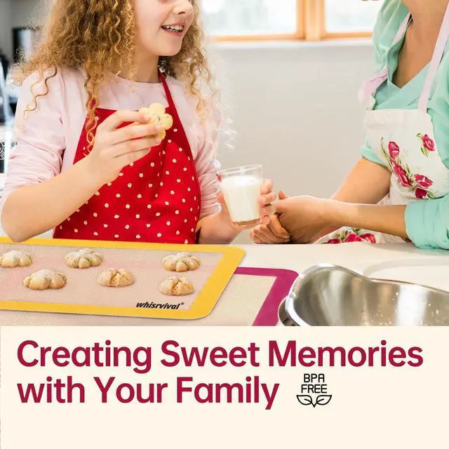 Alt view image 3 of 7 - Silicone Baking Mat, 2 colors Half Sheet(16.5"x11.6") Non-Stick Baking Mat, Food Safe Silicone Mats for Baking Cookies, Macarons, Vegetables, 480 Heat Resistant (Deep Raspberry & Amber) | Baking Mat