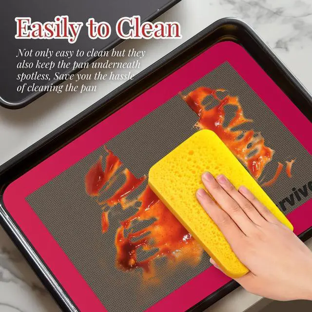 Alt view image 7 of 7 - Silicone Baking Mat, 2 colors Half Sheet(16.5"x11.6") Non-Stick Baking Mat, Food Safe Silicone Mats for Baking Cookies, Macarons, Vegetables, 480 Heat Resistant (Deep Raspberry & Amber) | Baking Mat