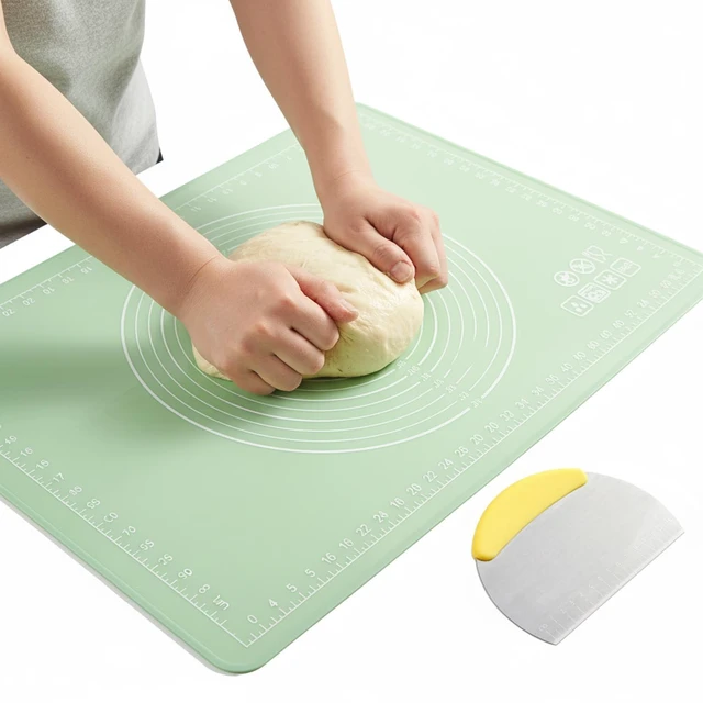Main image of Silicone Baking Mat, Extra Thick Dough Rolling Mat, 28x20inch | with Measurements and Edge Heightening, Non-stick Food Grade Pastry Mat for Bread, Cookies, Pizza, Fondant