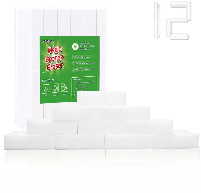 Main image of ISDGER Magic Sponge Eraser, 12 Pack Melamine Sponge, GRS Certified | No Scratch & Super Absorbent, Multi-Functional Magic Cleaning Erasers Sponges in Bulk, for Bathroom Window Kitchen