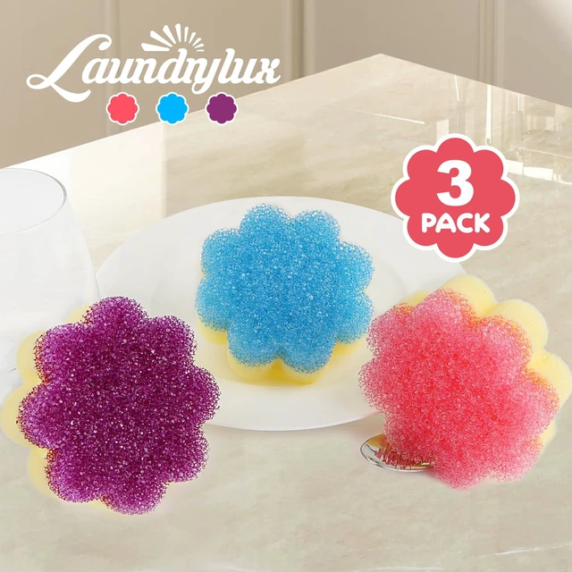 Alt view image 2 of 7 - LAUNDRYLUX Scrub Sponge, Dual-Sided Temperature-Responsive Scrubber | Non-Scratch - Multipurpose Dish Sponges for Kitchens, Bathrooms, and Outdoor Use - 3 Pack