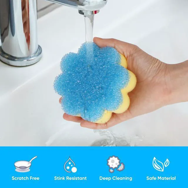 Alt view image 4 of 7 - LAUNDRYLUX Scrub Sponge, Dual-Sided Temperature-Responsive Scrubber | Non-Scratch - Multipurpose Dish Sponges for Kitchens, Bathrooms, and Outdoor Use - 3 Pack
