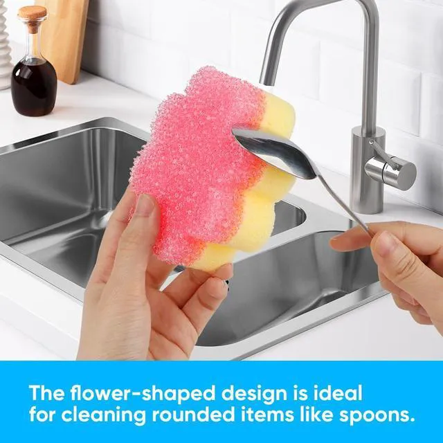Alt view image 6 of 7 - LAUNDRYLUX Scrub Sponge, Dual-Sided Temperature-Responsive Scrubber | Non-Scratch - Multipurpose Dish Sponges for Kitchens, Bathrooms, and Outdoor Use - 3 Pack