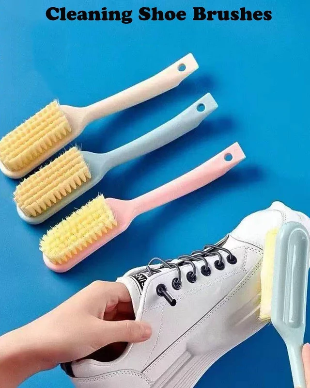 Alt view image 2 of 7 - Shoe Cleaning Brush-3 Pack Shoe Brushes with Long Handled Soft Bristle Cleaning Brush Shoe Cleaner Brush Scrub Brush for Sneakers,Tennis,Canvas,White Shoes & More