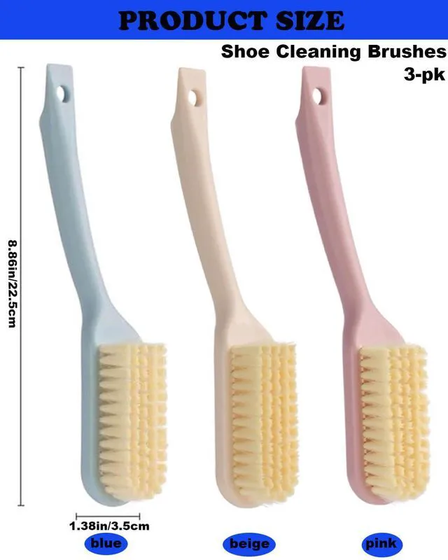 Alt view image 7 of 7 - Shoe Cleaning Brush-3 Pack Shoe Brushes with Long Handled Soft Bristle Cleaning Brush Shoe Cleaner Brush Scrub Brush for Sneakers,Tennis,Canvas,White Shoes & More
