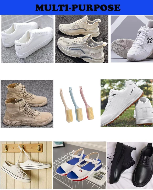 Alt view image 6 of 7 - Shoe Cleaning Brush-3 Pack Shoe Brushes with Long Handled Soft Bristle Cleaning Brush Shoe Cleaner Brush Scrub Brush for Sneakers,Tennis,Canvas,White Shoes & More