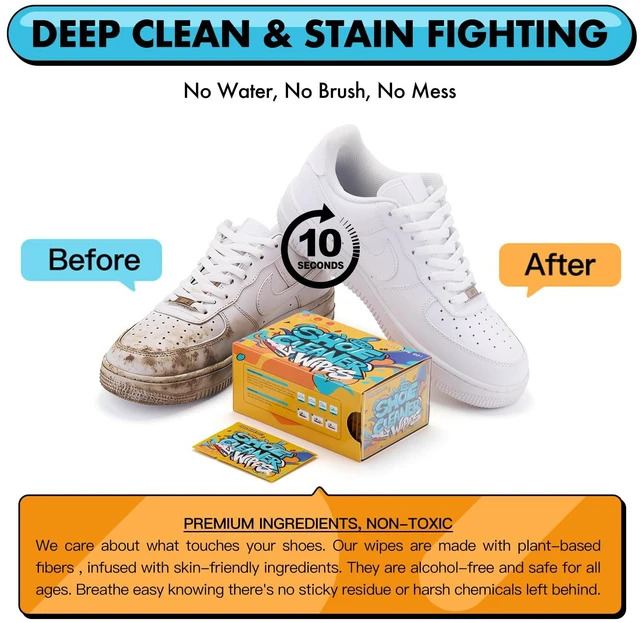 Alt view image 4 of 7 - COZGO Shoe Cleaner Wipes, Shoe Cleaning Wipes for Sneakers, Leather, Canvas, Portable On-the-Go Shoe Care for Stain Removal (30 pack)