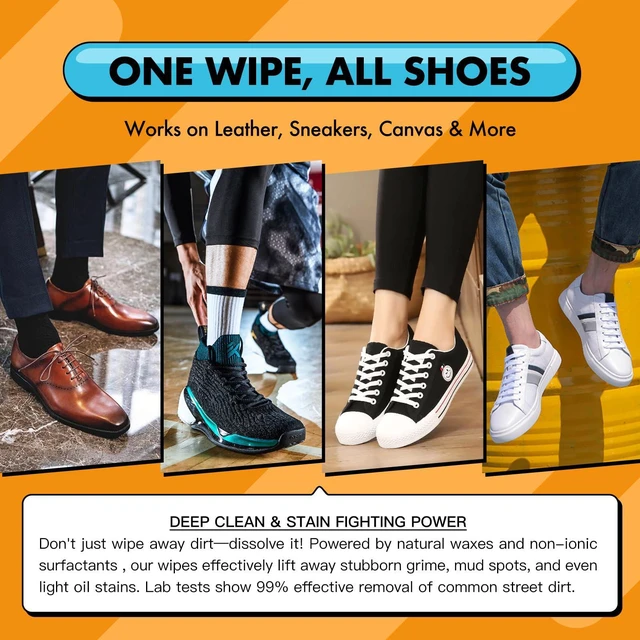 Alt view image 5 of 7 - COZGO Shoe Cleaner Wipes, Shoe Cleaning Wipes for Sneakers, Leather, Canvas, Portable On-the-Go Shoe Care for Stain Removal (30 pack)